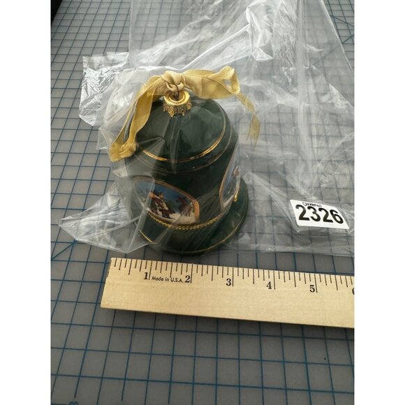 Mr Christmas Ornament Bell Musical Trinket Box Green Gold Holiday Decor - Picture 5 of 5